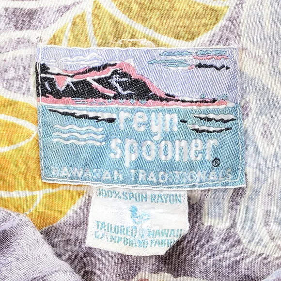 Vintage Aloha Reyn Spooner Hawaiian Shirt Men L Rayon Tiki Resort - Picture 4 of 8